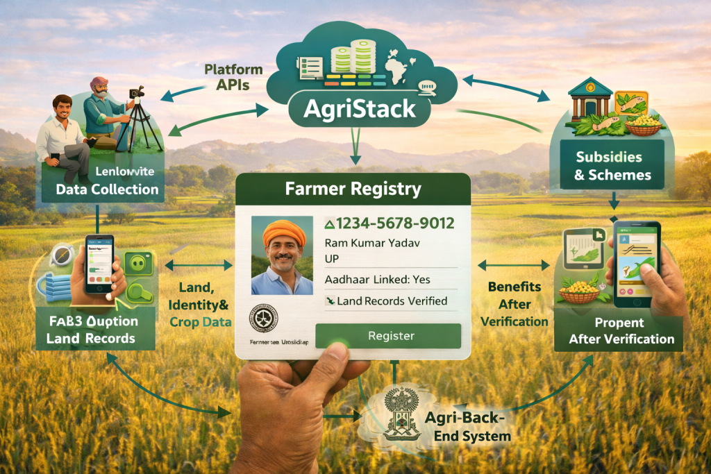 How does the Farmer Registry System work in AgriStack